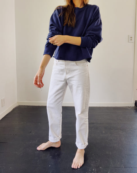 The Boxy Crop Sweatshirt Navy
