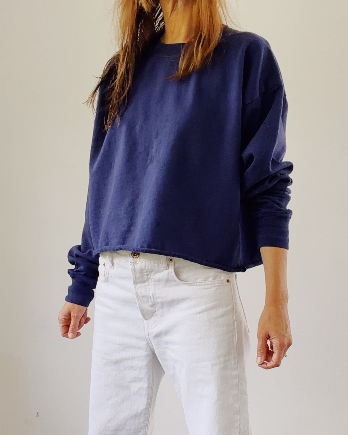 The Boxy Crop Sweatshirt Navy