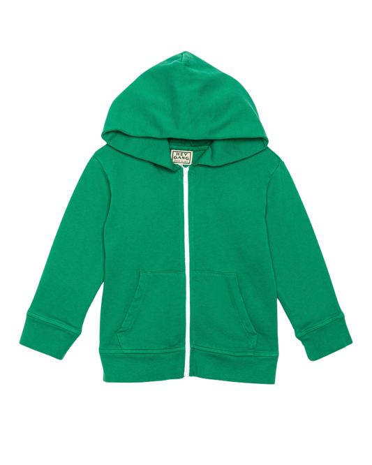 The Kids Zip Hoodie Green