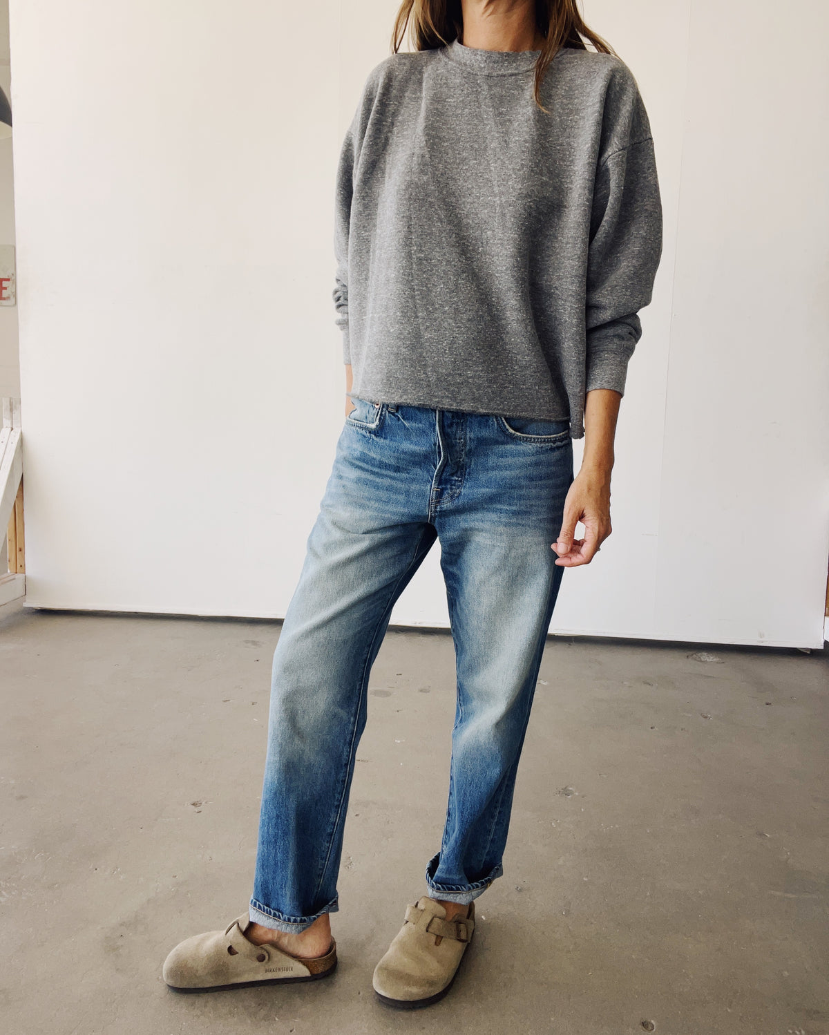 The Boxy Crop Sweatshirt P.E. Grey