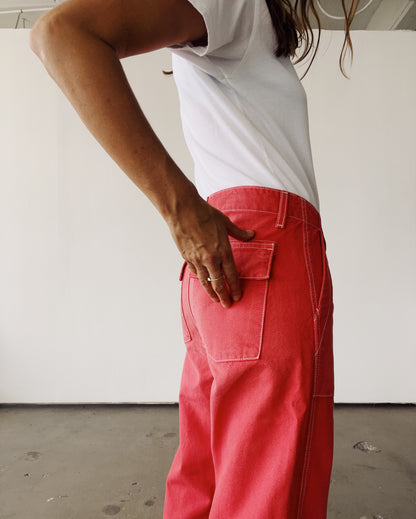 The Officer Pant Faded Red